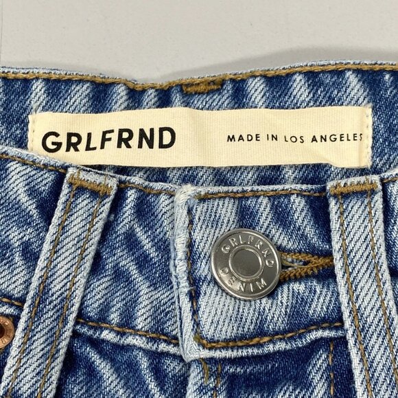 GRLFRND Women's Karolina High Rise Straight Crop Jeans Blue Size 23 Fray Hem - Picture 8 of 10